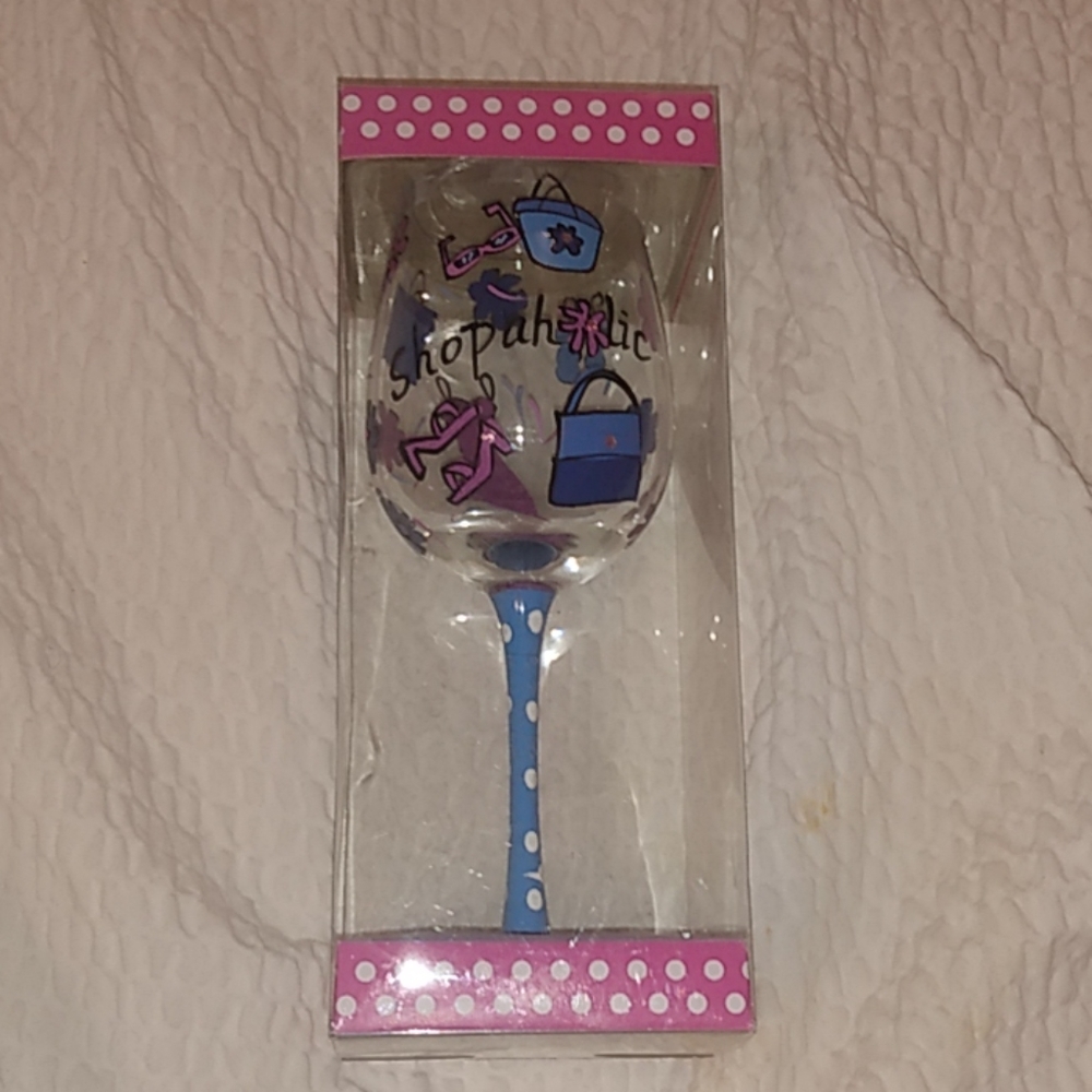 Pier 1 imports hand painted stem ware wine glass